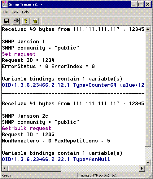 snmp utility for protocol analysis, snmp message tracer